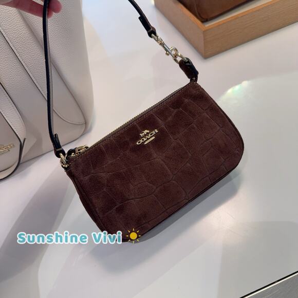 NWT COACH Nolita 19 Crocodile-embossed suede and smooth leather CCF61 Gold/Maple - Picture 1 of 6